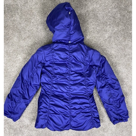 Lands End Girls Puffer Reversable Hooded Ski Jacket Down Insulated Med 5-6 - Picture 4 of 6